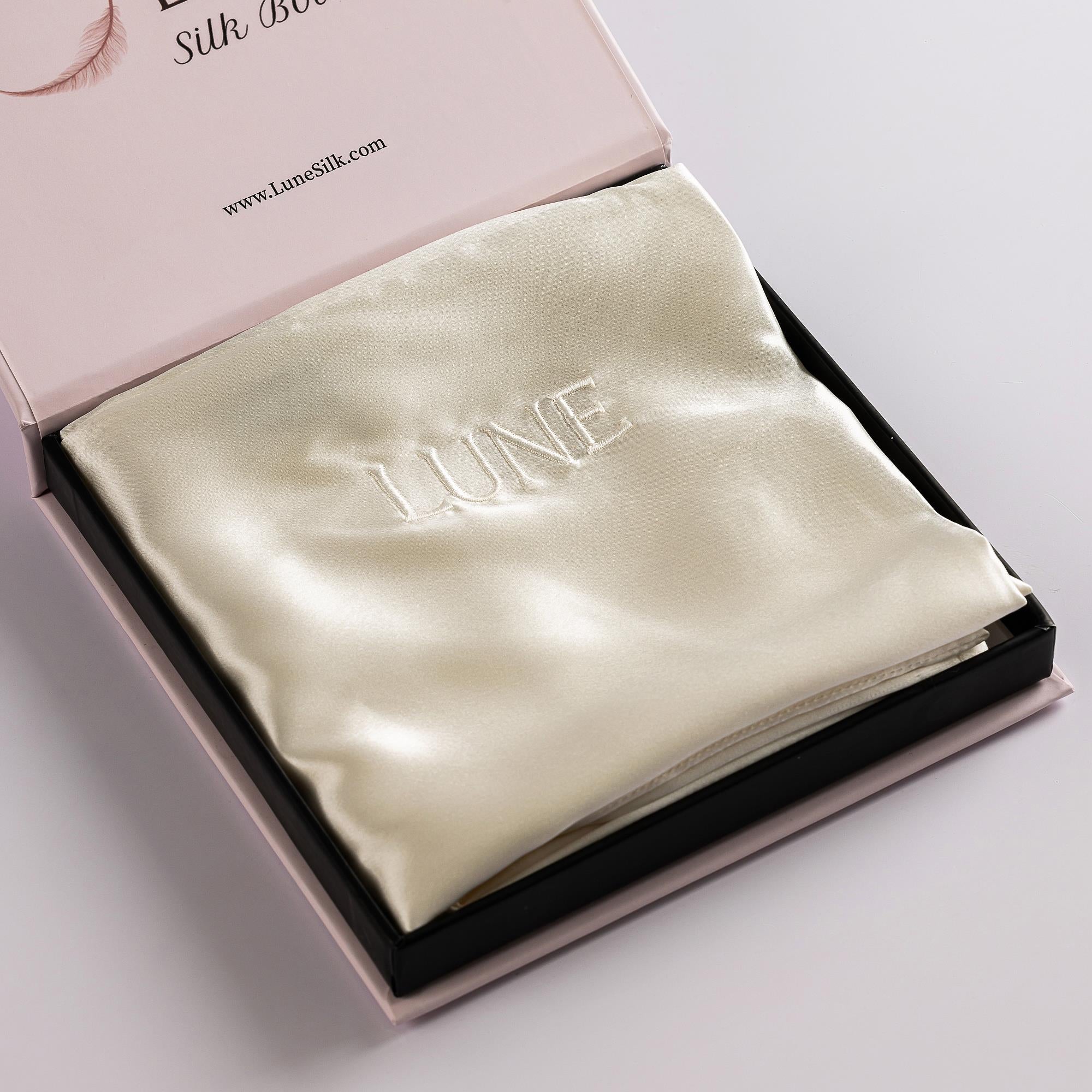 Silk Pillow Case and Box of Scrunchies Bundle