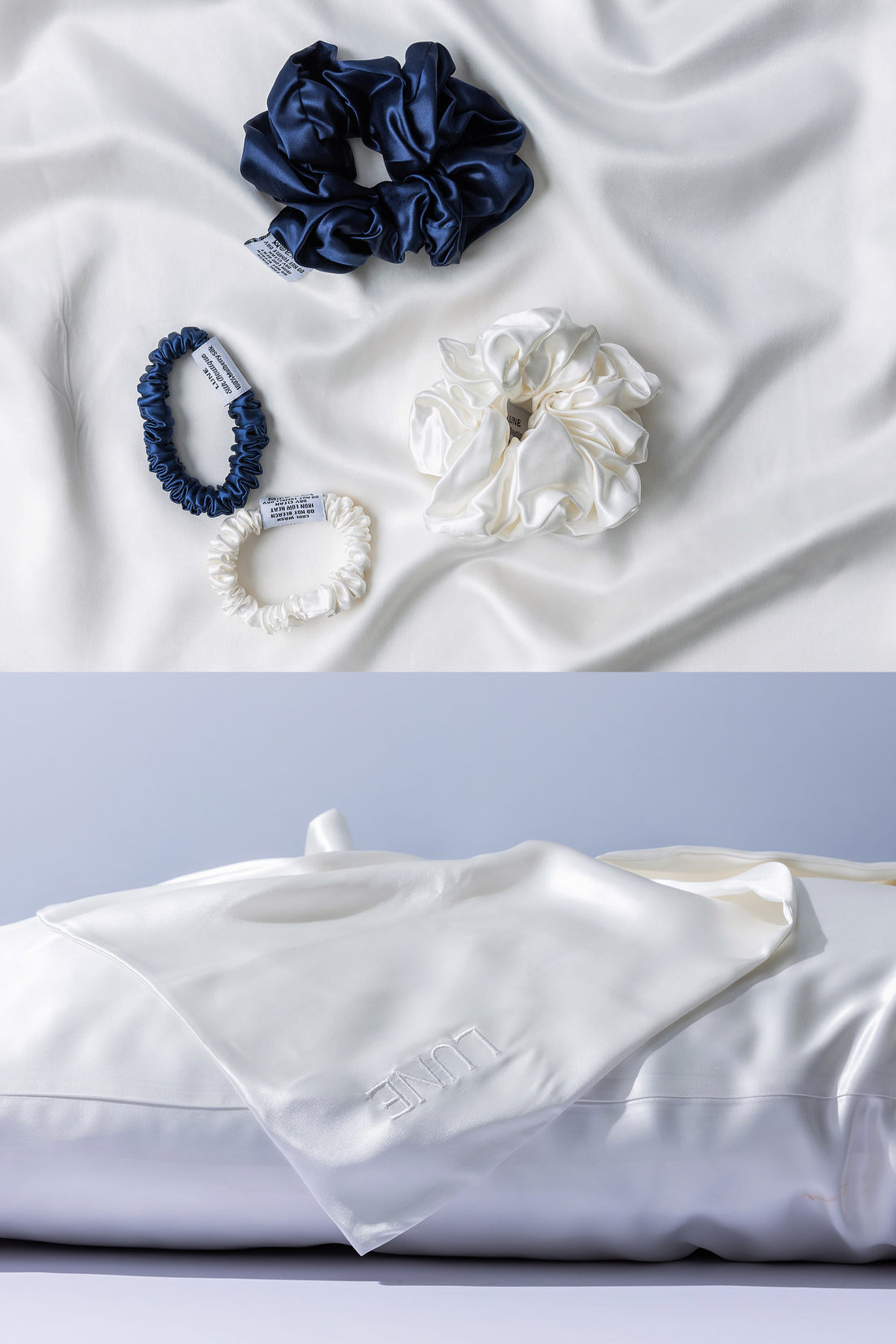 Silk Pillow Case and Box of Scrunchies Bundle